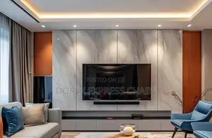 Full-Wall Entertainment System With Console