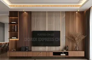 Large Floating Entertainment Wall Console With Shelves