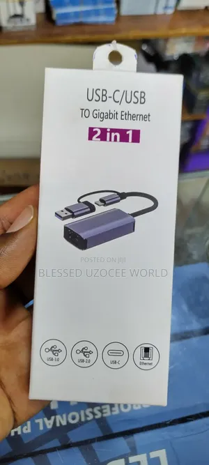 2 in 1 USB+USB C to Gigabit Ethernet Adapter/Media Converter