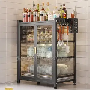 Multi Layer Double Door Dish Rack With Cover