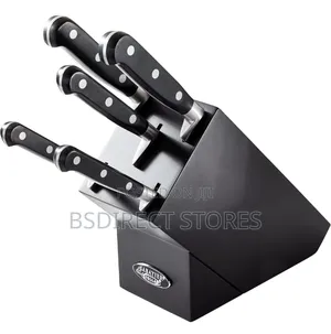 Sabatier Five Piece Knife Set. Matt Black Wood Storage Block