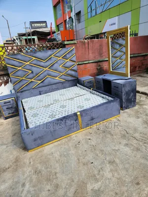 Grey Padded Complete Set of 6by6 Bed Frame