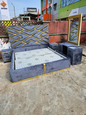 Grey Coloured 6by6 Padded Bed With Accessories.