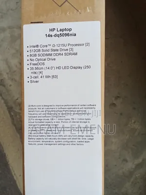 New Laptop HP 14S 8GB Intel Core I3 SSD 512GB