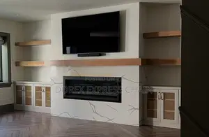 Simple Wood Design TV Console With Cabinets
