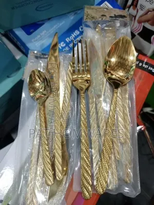 Gold Spoon Fork Tea Spoon and Knife