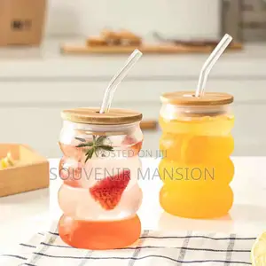 Cocktail Fruit Glass Cup With Bamboo Cover
