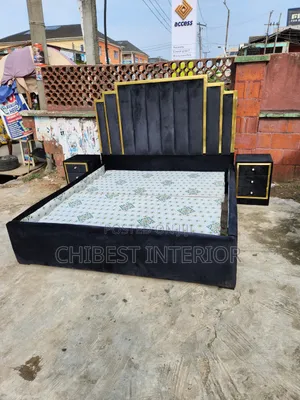 6by6 Fabric Padded Bed Frame With Two Side Drawers