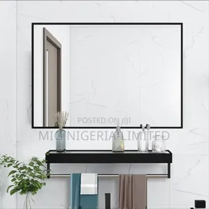 Rectangular Bathroom Mirror With Shelves Towels Bar 50x70cm