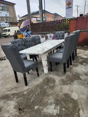 Grey Leather Dining Set With HDF Glossy Plywood