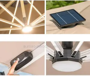 Garden Outdoor Umbrella Canopy With Solar Light | Parasol