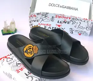 Original Dolce Gabbana Leather Slippers for Men