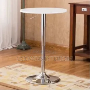 360° Swivel Adjustable Round Bar Table- White