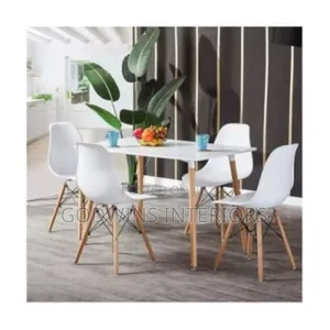 Modern Restaurant Dining Table + 4 Plastic Chairs
