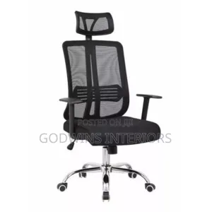 A Set of Office Table With Office Executive Mesh Chair