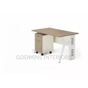 A Set of Office Table With Office Executive Mesh Chair