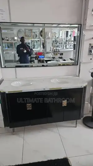 140cm Marble Top Black Cabinet