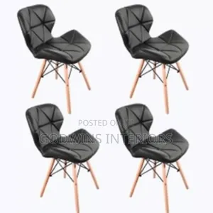 Dinning Leather Chair With Wooden Leg- Set of 4