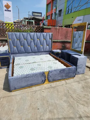 Solid 6by6 Grey Velvet Bed Frame