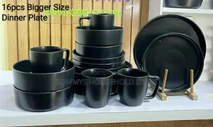 16pcs Bigger Size Stoneware Black Dinner Set