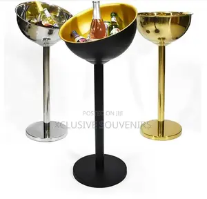 Luxury Stainless Steel Champagne Ice Buckets With Stand Bar