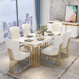 New Modern Luxury Marble Top Dinning Table Set