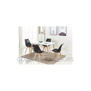 Beechwood Dining Table + 4 Sitting Padded Plastic Chairs