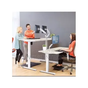 Adjustable Electric Table Dual Arm Monitor Hanger 27"-32"