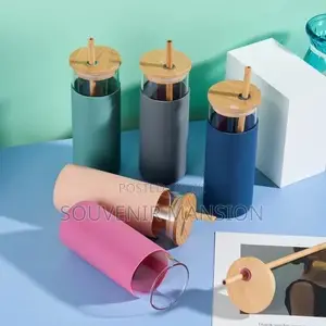 500ml Bottle With Bamboo Cover and Silicone Sleeve