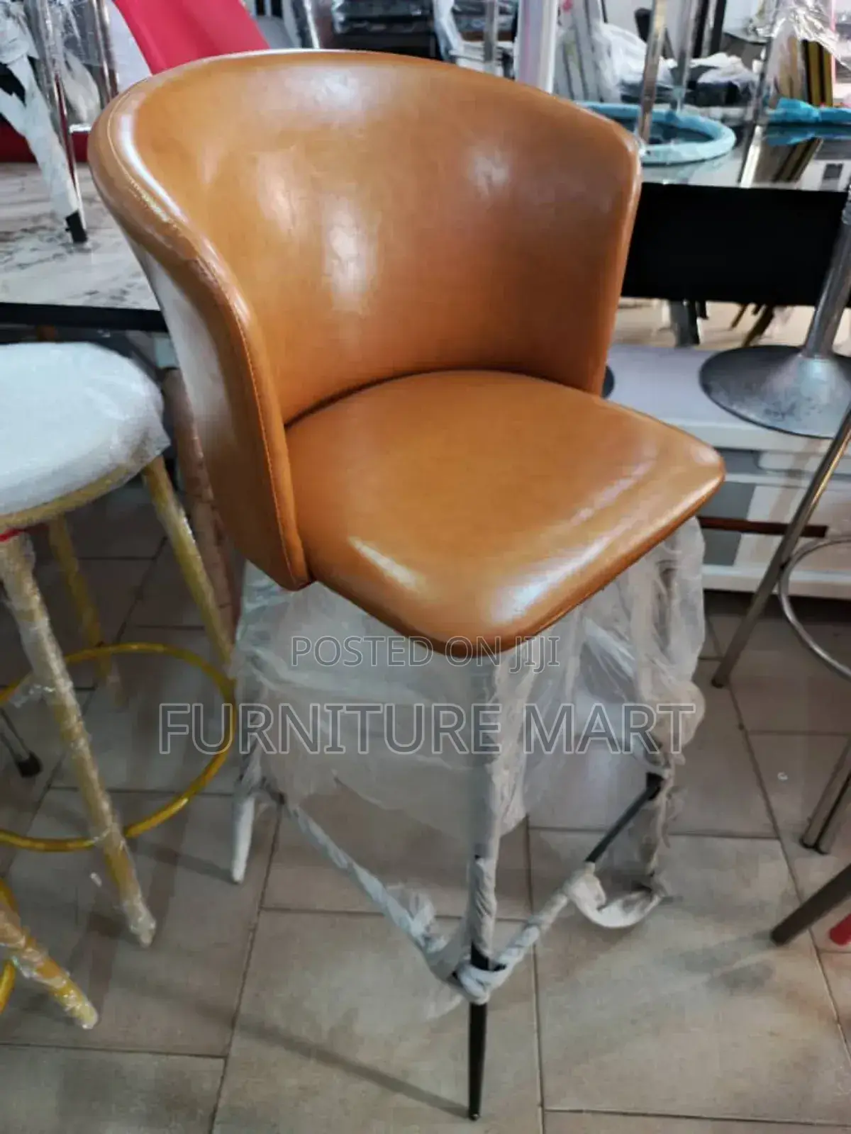 Leather High Stool