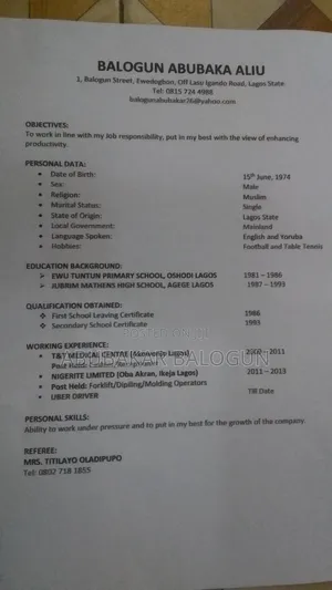 Application for Driver Job
