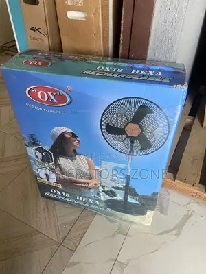 Easy-to-Clean Blades OX Hexa Rechargeable 18" Standing Fan