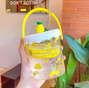 Clear Glass Cup With Lid and Straw for Coffee Juice Smoothies