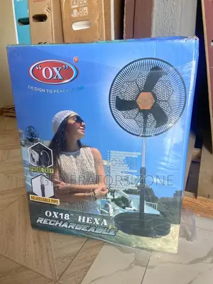 360-Degree Rotation OX Hexa Rechargeable 18" Standing Fan