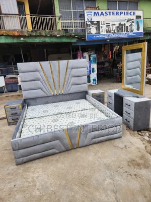 Light Grey Upholstery 6by6 Set of Bed.