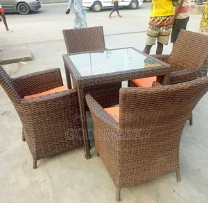 4 Seater Outdoor Rattan Set With Glass Top Table.