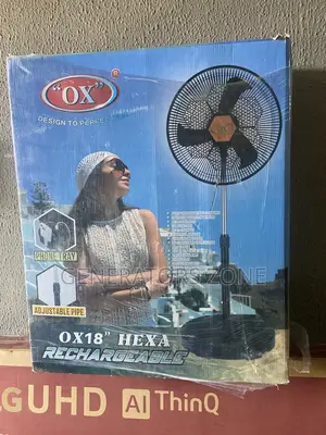 Durable Construction OX Hexa Rechargeable 18" Standing Fan