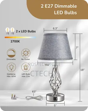Spiral Cage Base Bedside Lamp. Touch Lamp With USB Charging