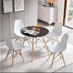 Round Dining Table With 4 Set of Chairs - Multicolour