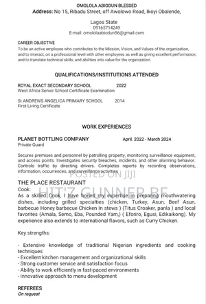 Experienced Cook