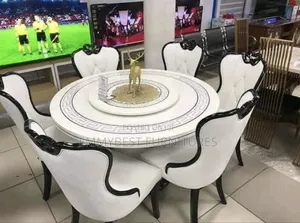 Classic Luxury Scottish Dinning Set, Rolling Marble Top.