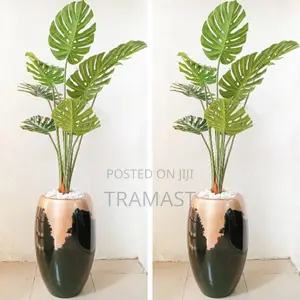 Artificial Monstera Plant Potted With Classic Fiberglass Vas