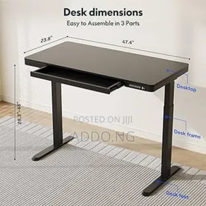 Electric Adjustable Desk With Drawers And Charging Plug
