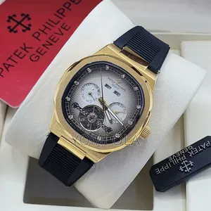 Patek Philippe Chronograph Black Strap Wristwatch