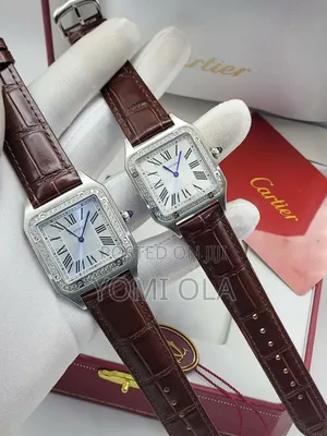 Cartier Brown Leather Couple Wristwatch