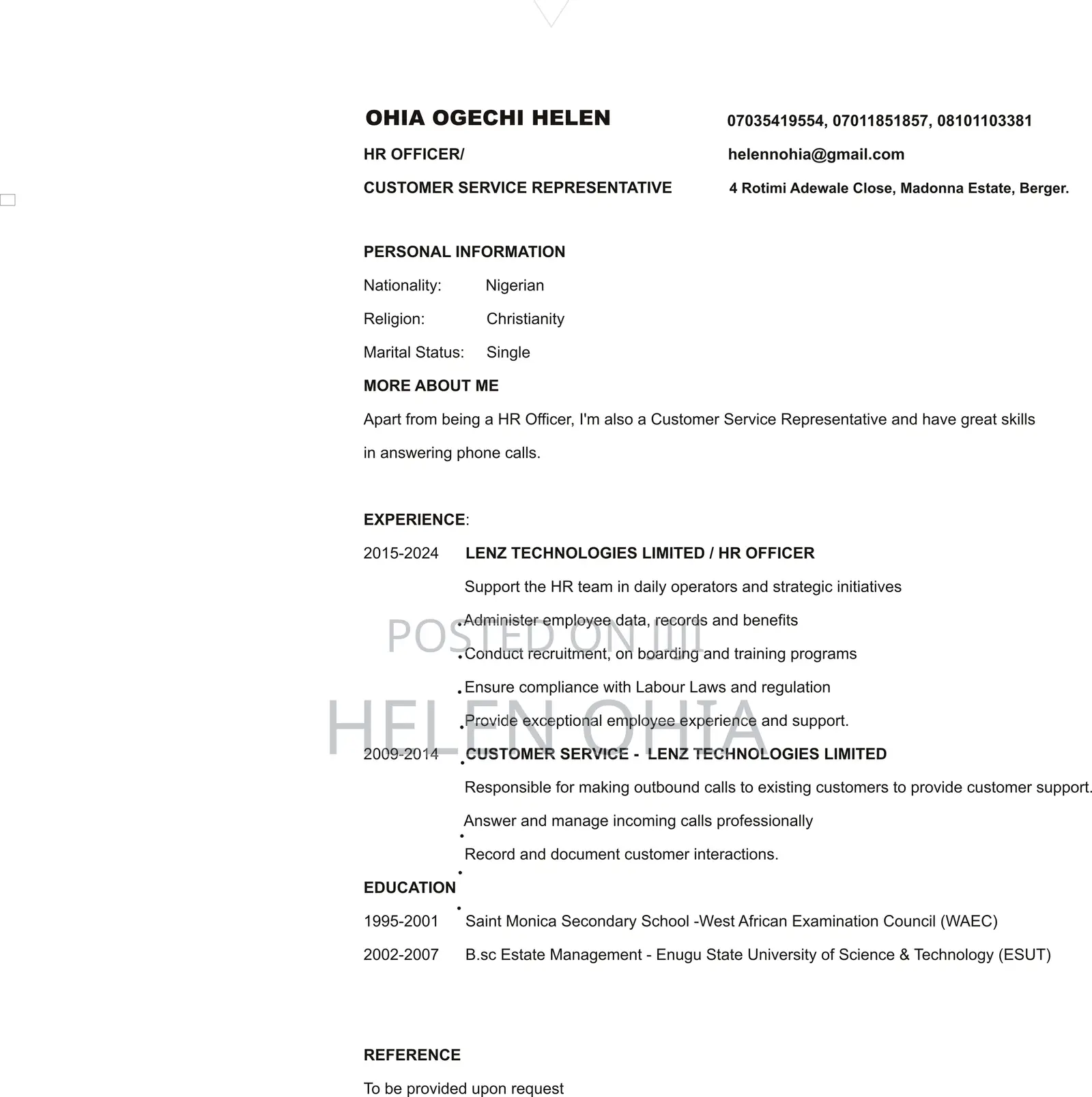 Customer Service Representative