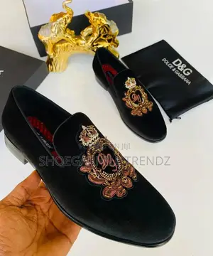 Suede Loafers Shoes- Black and Red