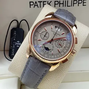 Patek Philippe Chronograph Grey Leather Wristwatch