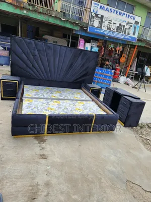 Luxury 6by6 Bed Frame With Dressing Mirror and Side Cupboard