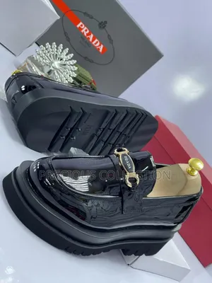 Men's PRADA Glossy Leather Double Sole Loafers